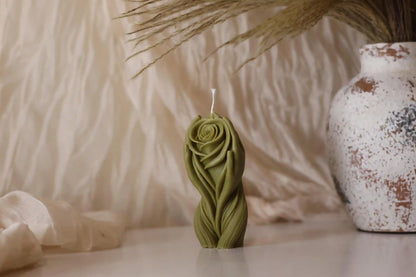 Hands Holding Rose Candle 4x1.5 inches