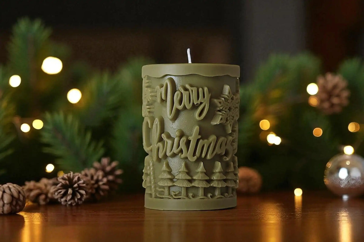 Christmas Pillar Candle 3.25x2.25 inches