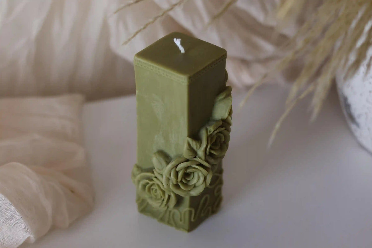 Rose Pillar Candle 4.75x1.5 inches