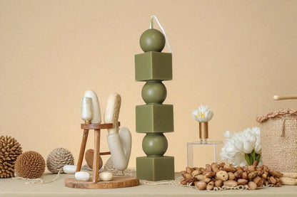 Geometric Tower Candle 8x1.5 inches