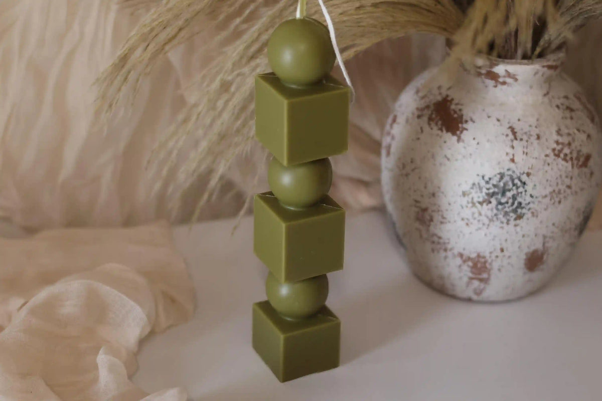 Geometric Tower Candle 8x1.5 inches