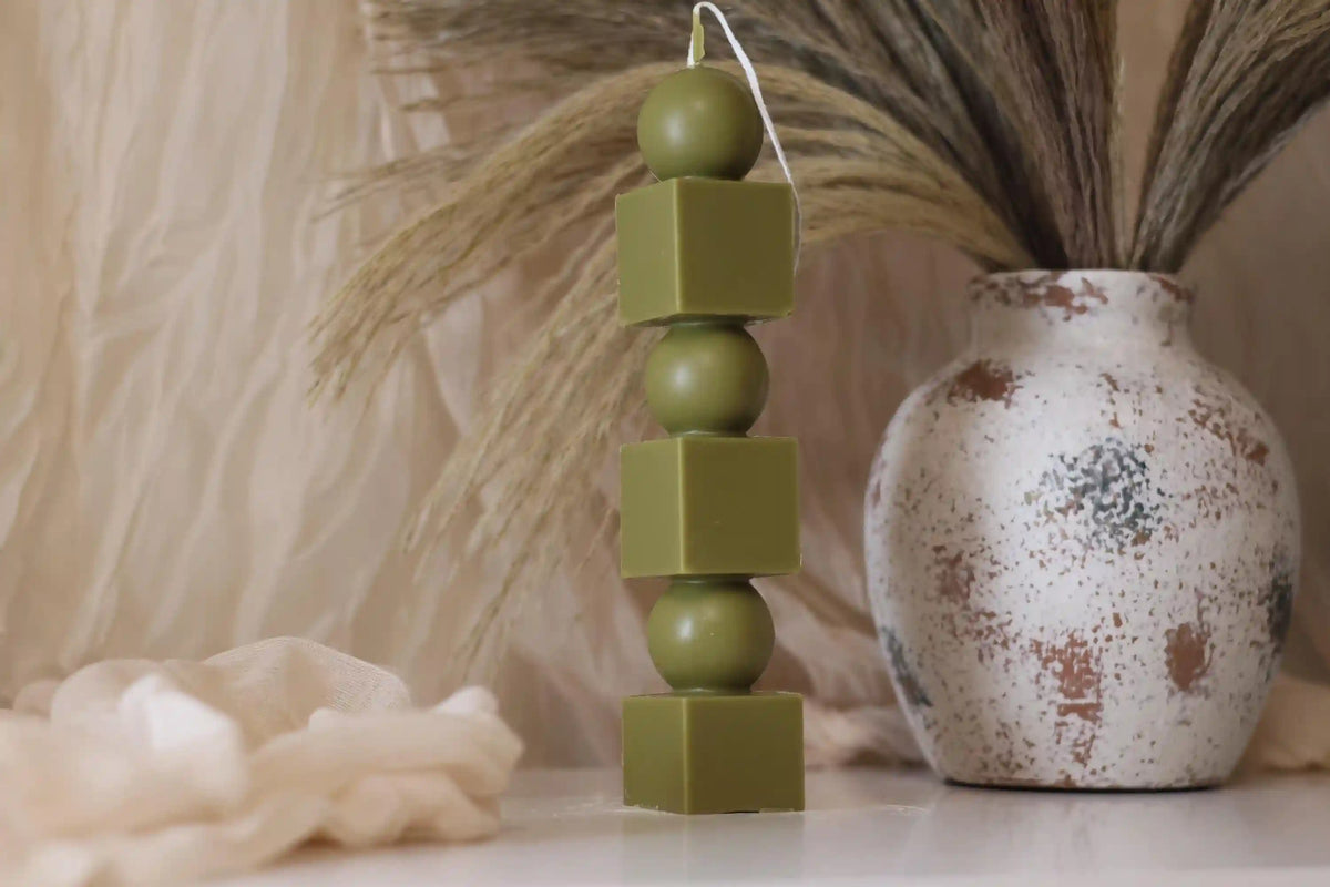 Geometric Tower Candle 8x1.5 inches