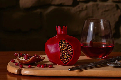 Pomegranate Candle with Golden Seeds 3.5x3 inches