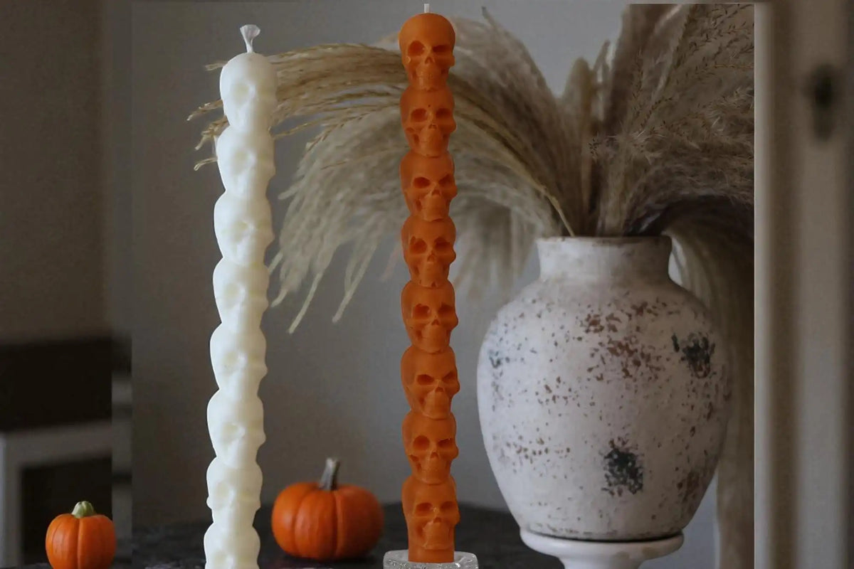 Skull Taper Candle 10.5x0.75 inches