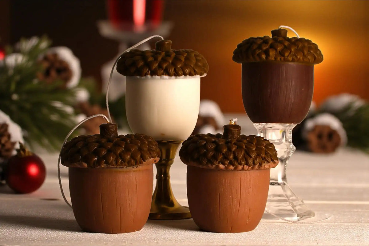 Pine Acorn Candle 4x4 inches