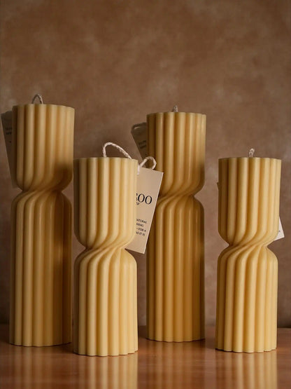 Set of 2 Twisted Ribbed Pillar Candles