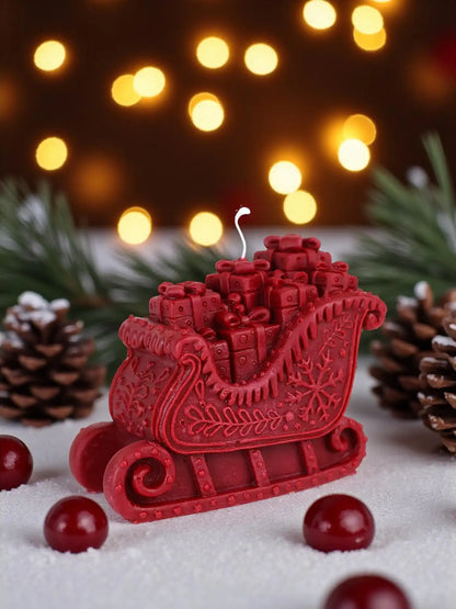 Christmas Sleigh Candle 3.5x4 inches