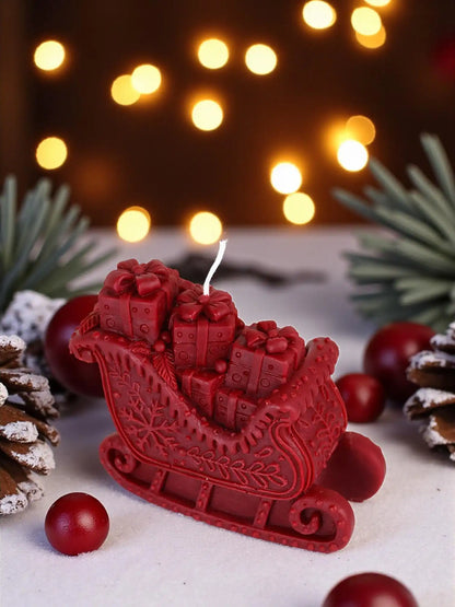 Christmas Sleigh Candle 3.5x4 inches