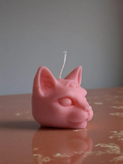Mystical Cat's Head Candle 2.75x3 inches