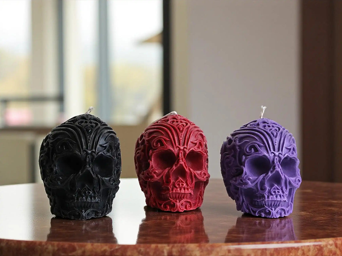 Huge Pattern Skull Candle 5x5 inches
