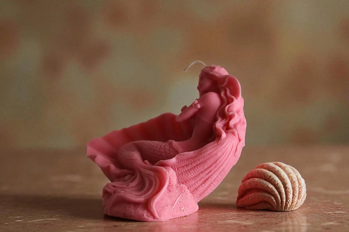 Mermaid Shell Candle 4x5 inches