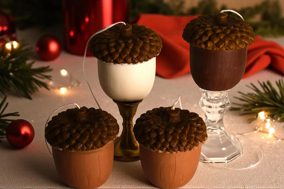 Pine Acorn Candle 4x4 inches