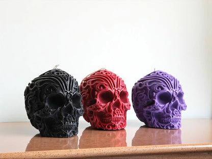 Huge Pattern Skull Candle 5x5 inches