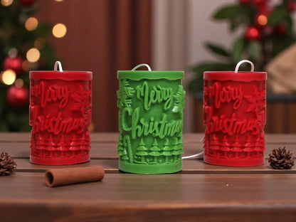 Christmas Pillar Candle 3.25x2.25 inches