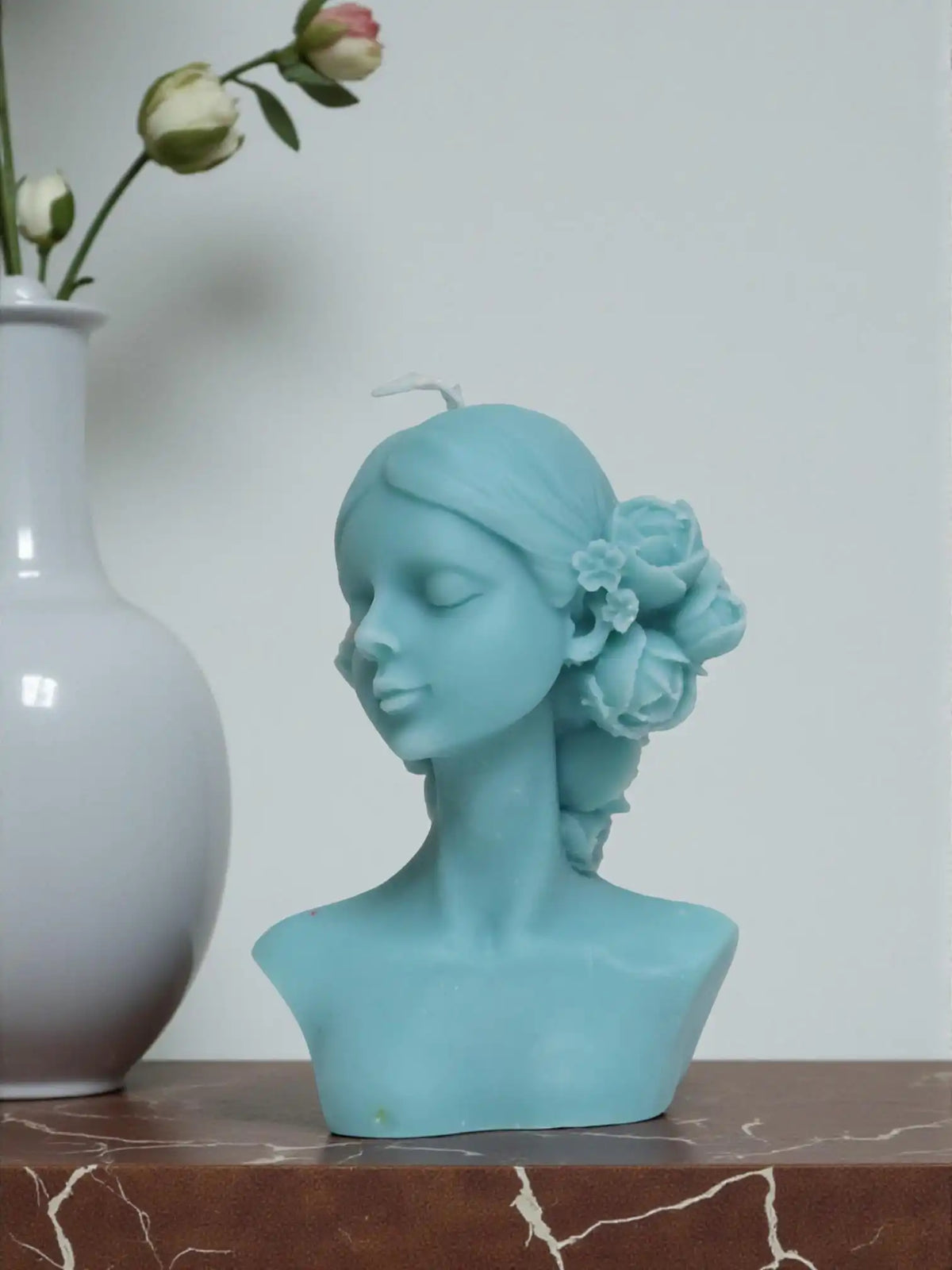 Small Lady with Flowers Candle 4x2.5 inches