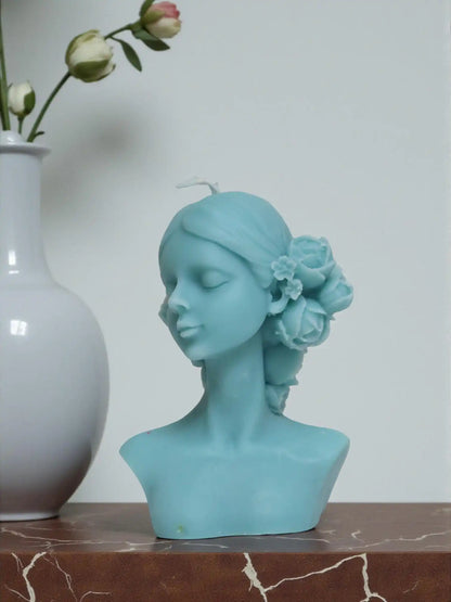 Small Lady with Flowers Candle 4x2.5 inches