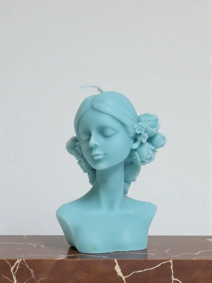 Small Lady with Flowers Candle 4x2.5 inches
