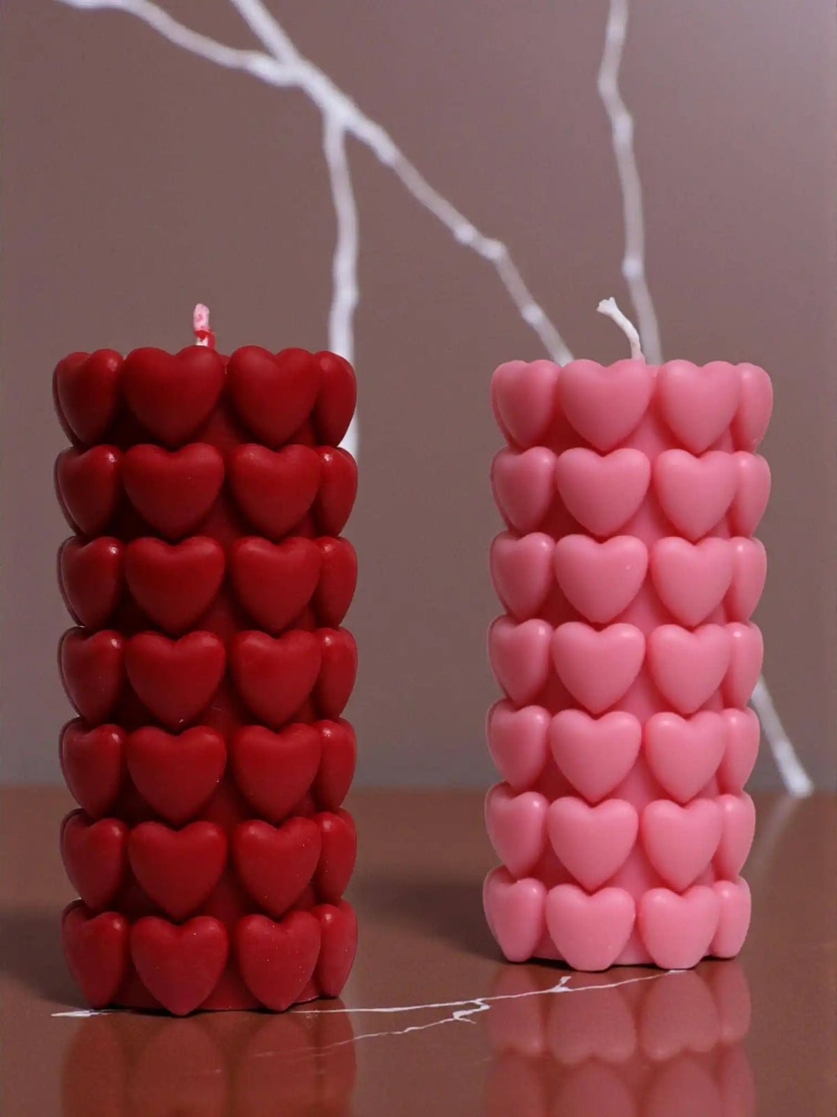 Love Heart Pillar Candle 5.5x2 inches