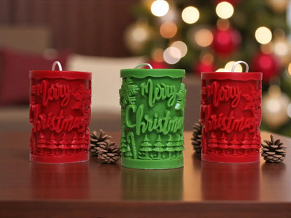 Christmas Pillar Candle 3.25x2.25 inches