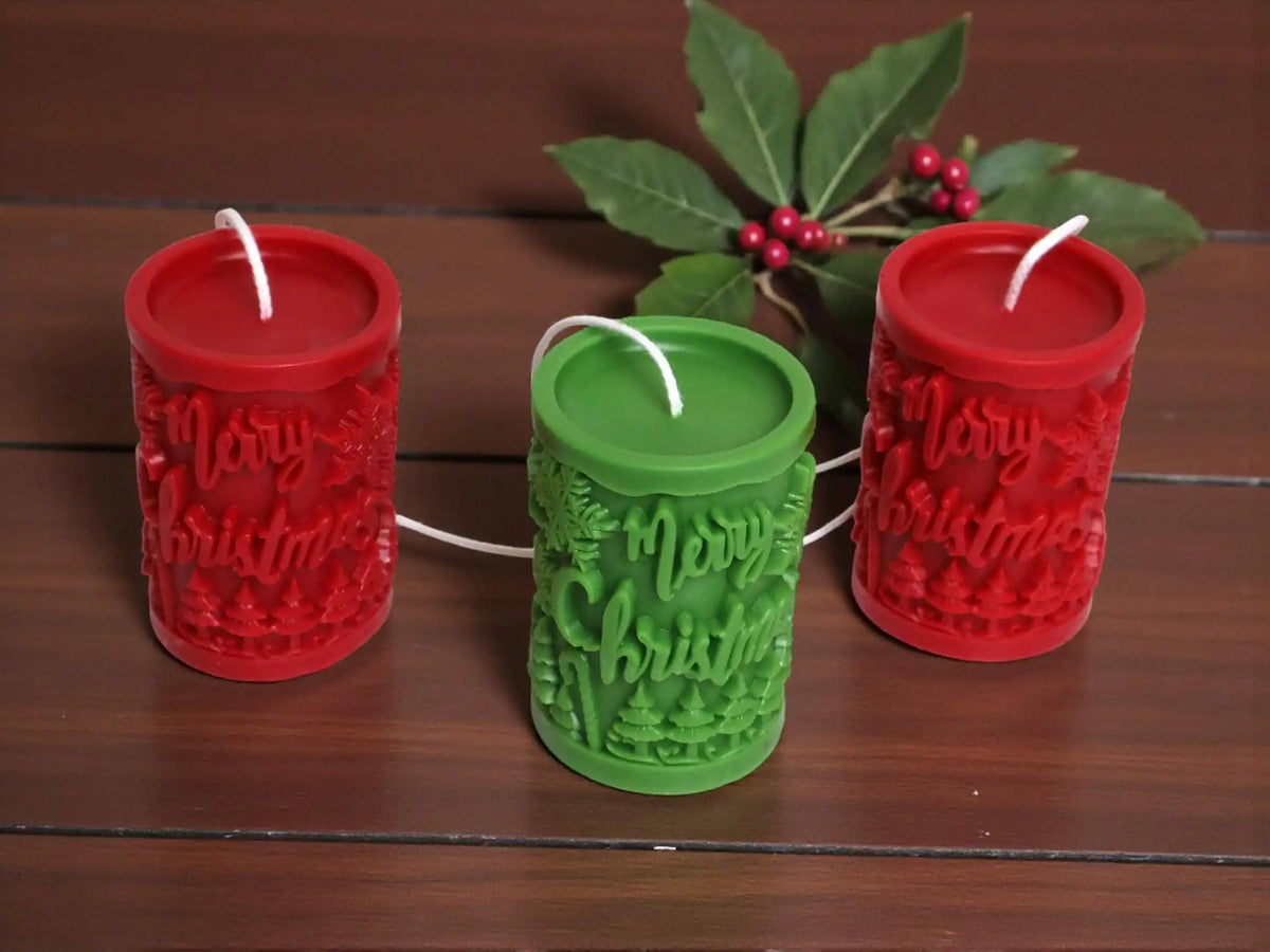 Christmas Pillar Candle 3.25x2.25 inches