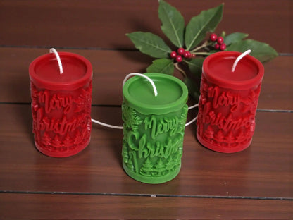 Christmas Pillar Candle 3.25x2.25 inches