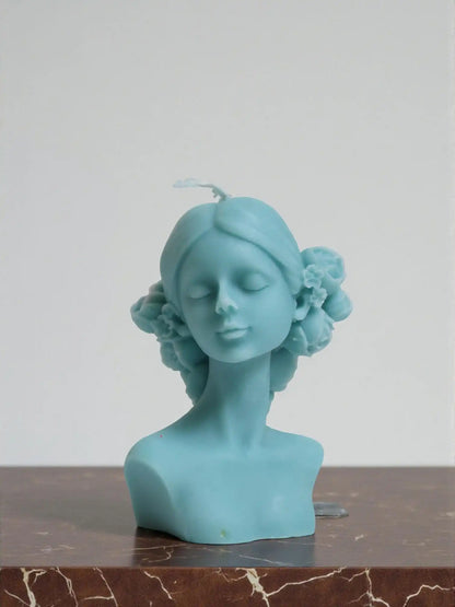 Small Lady with Flowers Candle 4x2.5 inches