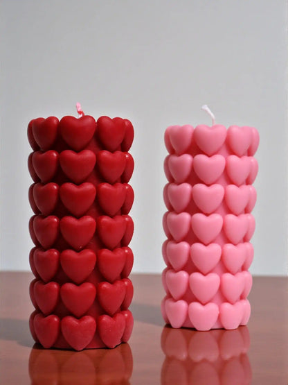 Love Heart Pillar Candle 5.5x2 inches