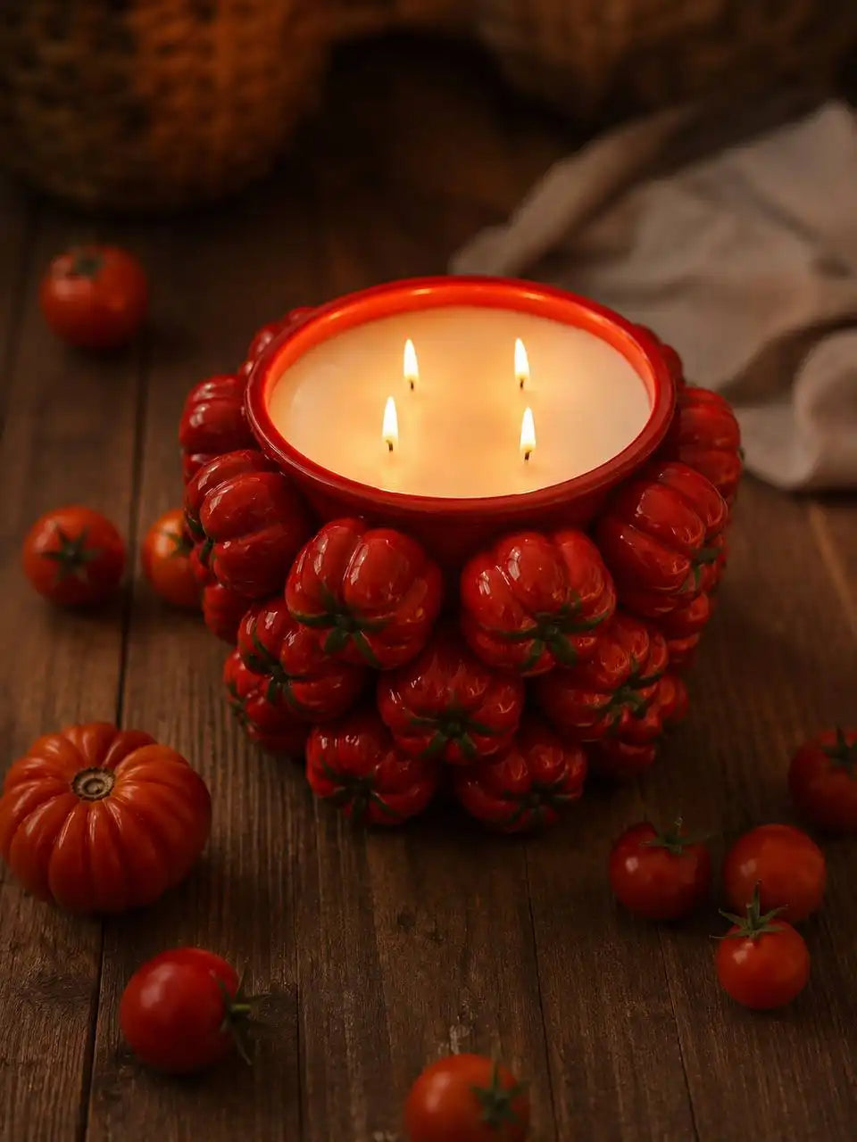 Huge Tomato Candle Bowl 7.5x10 inches 135 fl.oz