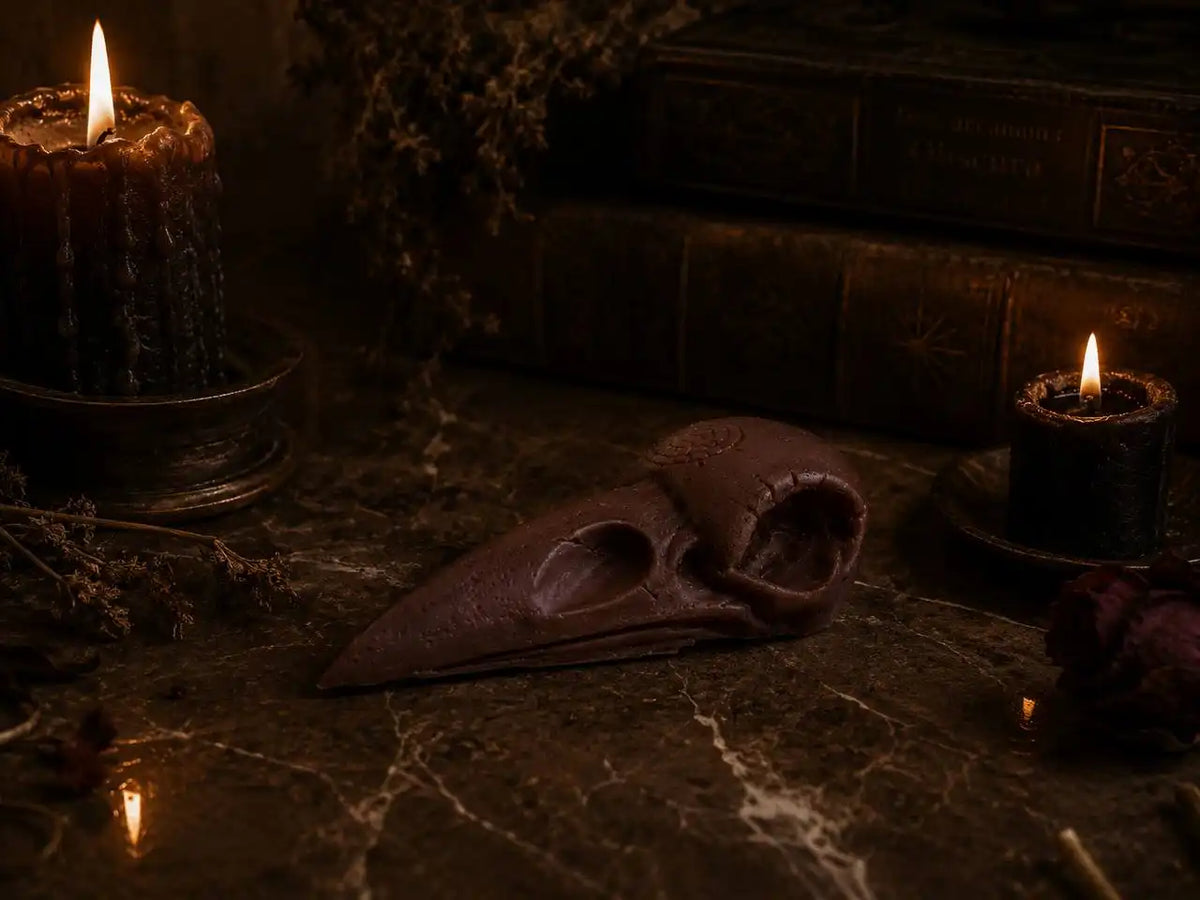 Crow Skull Candle 2x6 inches