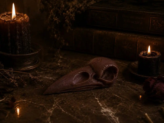 Crow Skull Candle 2x6 inches