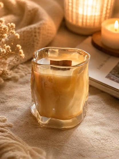 Amber Wavy Glass Candle 7 fl.oz